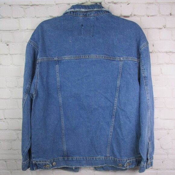 NWT Bershka Oversized Distressed Denim Button Up Jacket - Picture 2 of 6